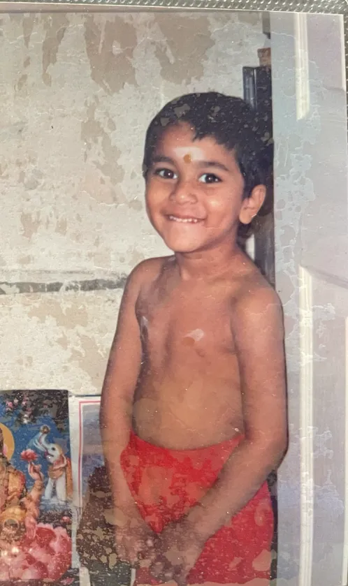 Thanusan as a young child in Sri Lanka, before moving to the UK