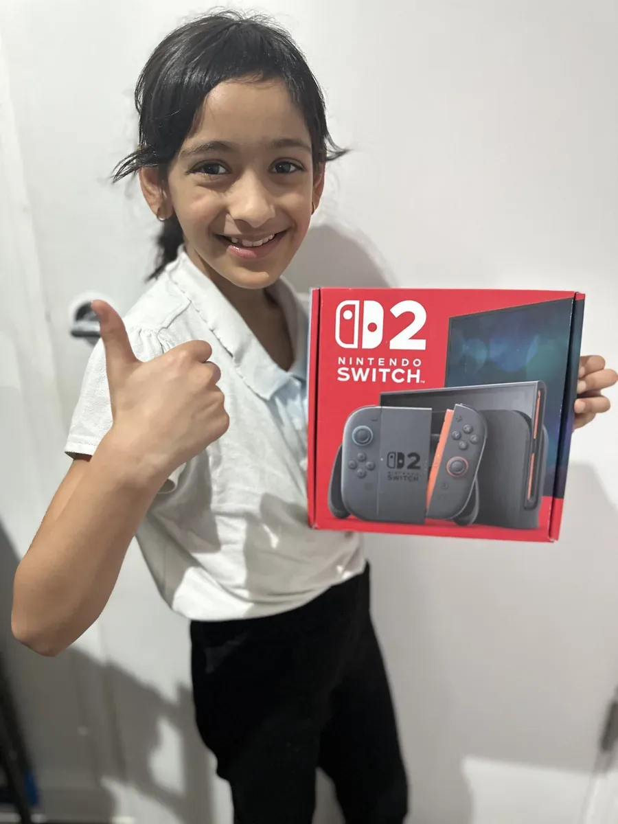 Exam Happy weekly prize winner with their Nintendo Switch